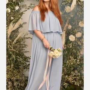 Show Me Your Mumu Hacienda Maxi Dress ✨ Romantic Blue Off Shoulder Gown